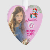 6e Kerstmis Gepersonaliseerde Meisje Foto Hart Gif Ornament (voorkant)