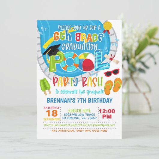 6e klas Afstuderen Pool Party - Boy Kaart (Staand voorkant)