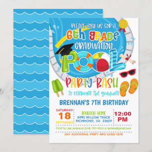 6e klas Afstuderen Pool Party - Boy Kaart