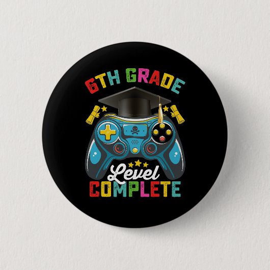 6e klas niveau complete Afstuderen gaming gamer Ronde Button 5,7 Cm (Voorkant)