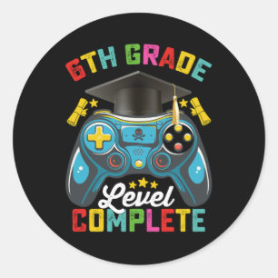 6e klas niveau complete Afstuderen gaming gamer Ronde Sticker