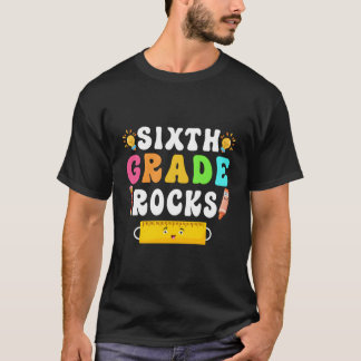 6e klas Rocks Student 6e klas Retro Terug naar T-shirt