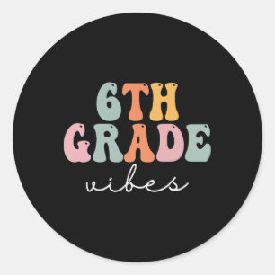 6e klas sfeer retro groovy vrouwen gelukkige eerst ronde sticker