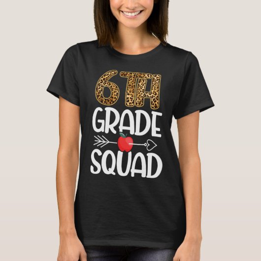 6e klas Squad Leopard Thema's Zesde klas Docent T-shirt (Voorkant)