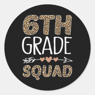 6e klas squad luipaard leraar student ronde sticker