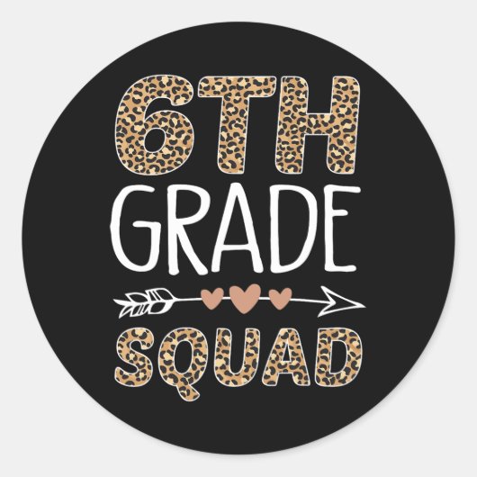 6e klas squad luipaard leraar student ronde sticker (Voorkant)
