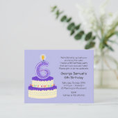 6e Lavender Birthday Cake Invitation Kaart (Staand voorkant)