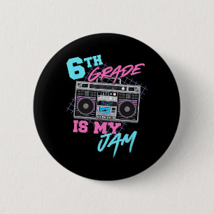 6e leerjaar is mijn favoriete vintage 80s boombox ronde button 5,7 cm