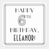 6E MAAND, Art Deco Style, aangepaste naam Vierkante Sticker (Voorkant)