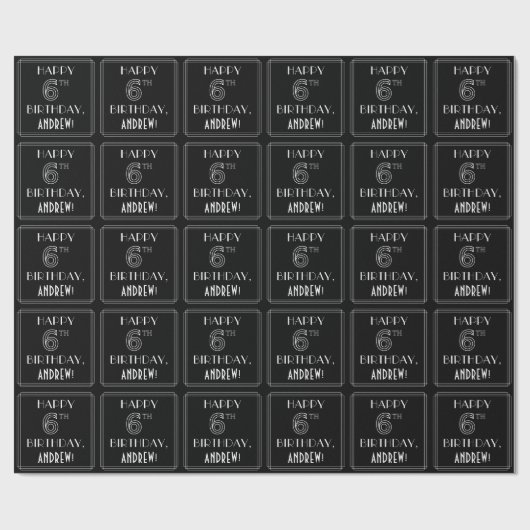 6E MAKELDAG, Art Deco Style met aangepaste naam Cadeaupapier (Vlak)