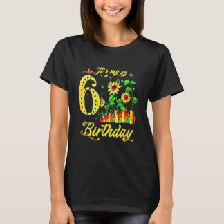 6e Meisjes Verjaardag 6 Jaar Oud Meisje Zonnebloem T-shirt