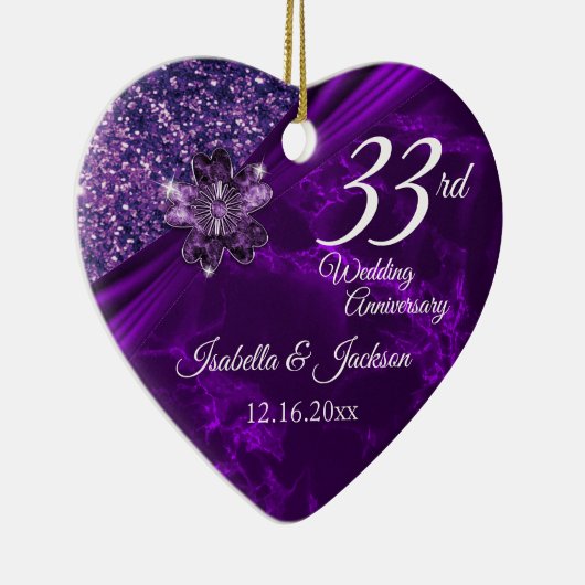 6e of 33e Amethyst Paars bruiloft Jubileum Keramisch Ornament (Rechts)