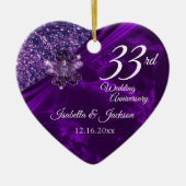 6e of 33e Amethyst Paars bruiloft Jubileum Keramisch Ornament (Voorkant)