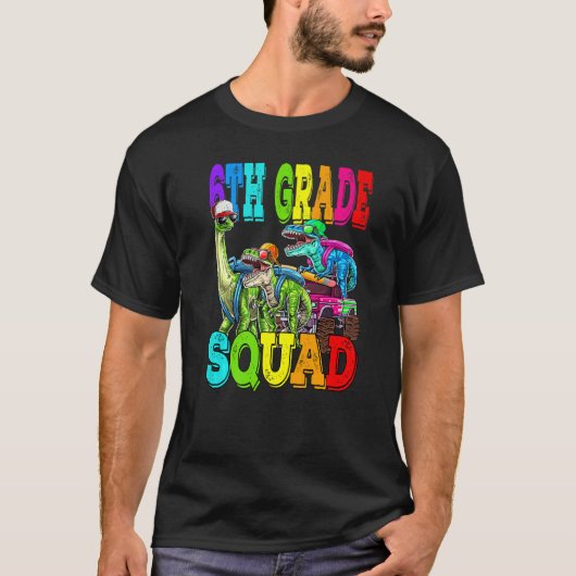6e rang Squad Monster Truck Dinosaur Terug naar SC T-shirt (Voorkant)