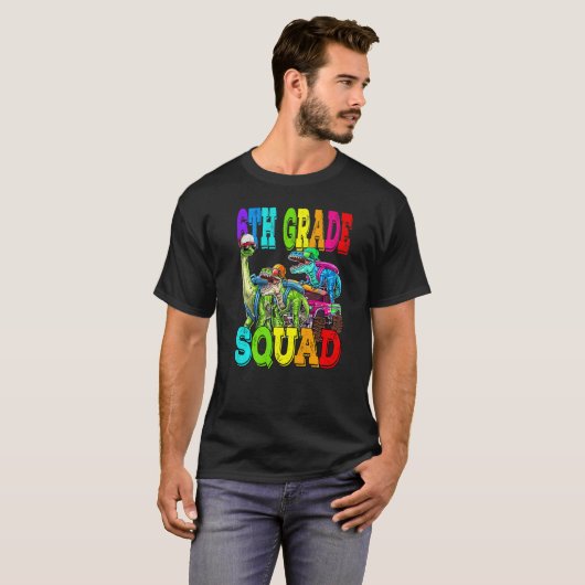6e rang Squad Monster Truck Dinosaur Terug naar SC T-shirt (Voorkant volledig)