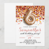 6e Roos Gold Birthday Uitnodiging (Voorkant / Achterkant)