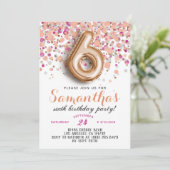 6e Roos Gold Birthday Uitnodiging (Staand voorkant)