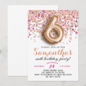 6e Roos Gold Birthday Uitnodiging (Voorkant / Achterkant)