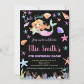 6e roze onder het zee Zeemeermin Verjaardag Kaart (Voorkant)