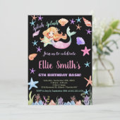 6e roze onder het zee Zeemeermin Verjaardag Kaart (Staand voorkant)