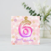 6e roze Paarse goudmeisjes Kaart (Staand voorkant)