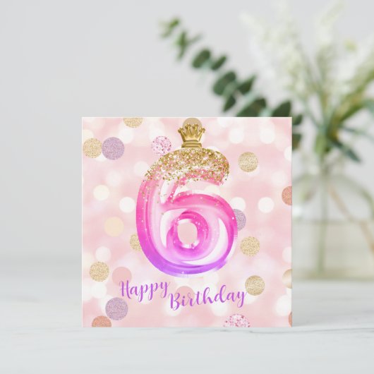 6e roze Paarse goudmeisjes Kaart (Staand voorkant)