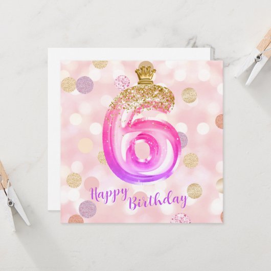 6e roze Paarse goudmeisjes Kaart (Voorkant / Achterkant in situ)