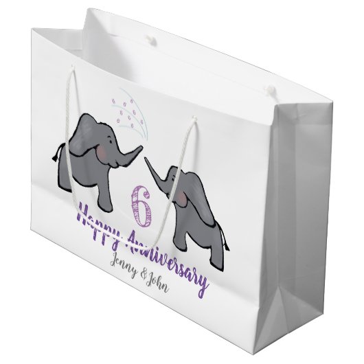 6e trouwdag schattige olifant groot cadeauzakje (Voorkant Gekanteld)