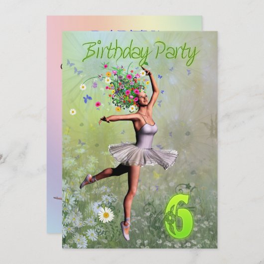 6e uitnodiging voor verjaardagsfeest (Voorkant / Achterkant)