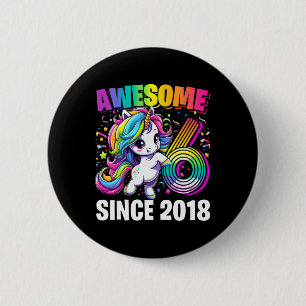 6e verjaardag 6 jaar oud eenhoorn partij meisjes o ronde button 5,7 cm