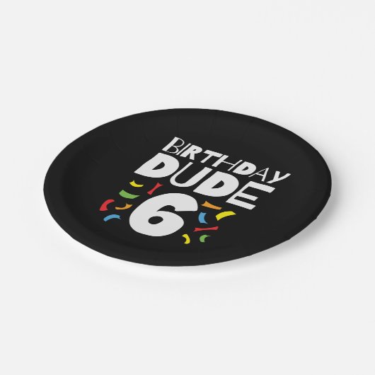 6e verjaardag 6 jaar oud jongensfeestje verjaardag papieren bordje (Gekanteld)