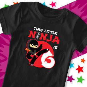 6e Verjaardag 6 Jaar Oud Kinder Feest Kleine Ninja T-shirt