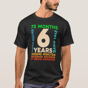 6e verjaardag 6 jaar oude  retro 72 maanden t-shirt