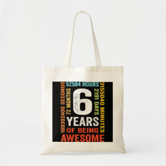 6e verjaardag 6 jaar oude retro 72 maanden tote bag