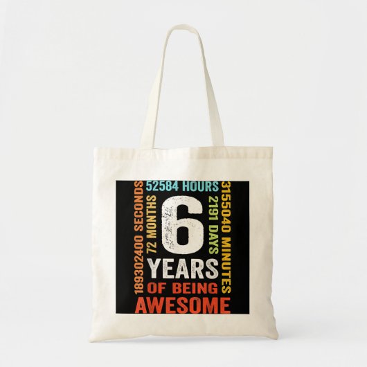 6e verjaardag 6 jaar oude retro 72 maanden tote bag (Voorkant)