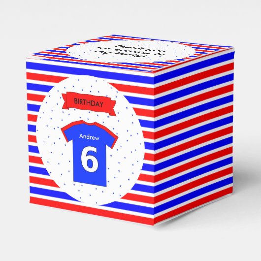 6e verjaardag aangepaste tekstsporten bedankdoosjes (Voorkant Zijde)