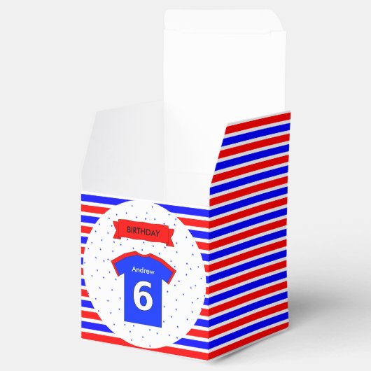 6e verjaardag aangepaste tekstsporten bedankdoosjes (Geopend)