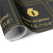 6e verjaardag - Art Deco geïnspireerde look "6" &  Cadeaupapier (Rol Hoek)