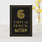 6e verjaardag: Art Deco Geïnspireerde look "6" en  Kaart (Gele Bloem)