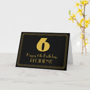 6e verjaardag: Art Deco Geïnspireerde look "6" en  Kaart