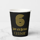 6e verjaardag: Art Deco Geïnspireerde look "6" en Papieren Bekers (Achterkant)