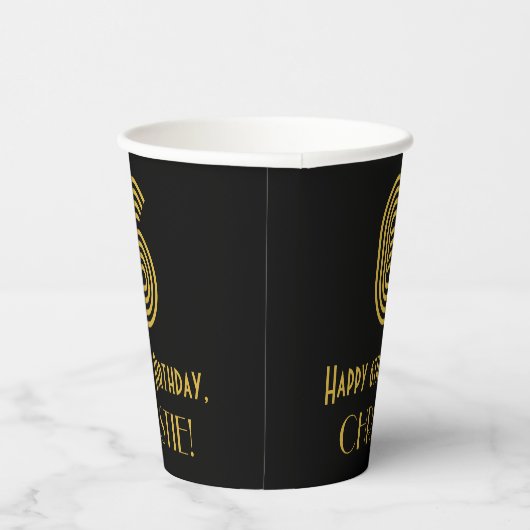 6e verjaardag: Art Deco Geïnspireerde look "6" en  Papieren Bekers (Rechts)