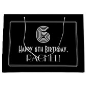 6e verjaardag — Art Deco geïnspireerde look "6" &  Groot Cadeauzakje (Voorkant)