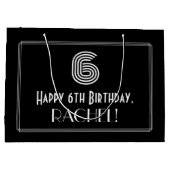 6e verjaardag — Art Deco geïnspireerde look "6" &  Groot Cadeauzakje (Achterkant)