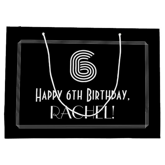 6e verjaardag — Art Deco geïnspireerde look "6" &  Groot Cadeauzakje (Achterkant)