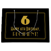 6e verjaardag — Art Deco geïnspireerde look "6" &  Groot Cadeauzakje (Voorkant)