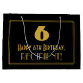 6e verjaardag — Art Deco geïnspireerde look "6" &  Groot Cadeauzakje (Achterkant)