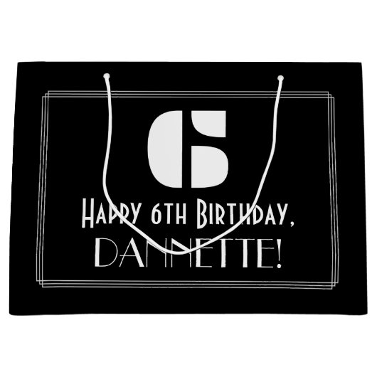 6e verjaardag ~ Art Deco geïnspireerde look "6" + Groot Cadeauzakje (Voorkant)