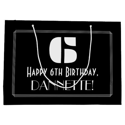 6e verjaardag ~ Art Deco geïnspireerde look "6" + Groot Cadeauzakje (Achterkant)