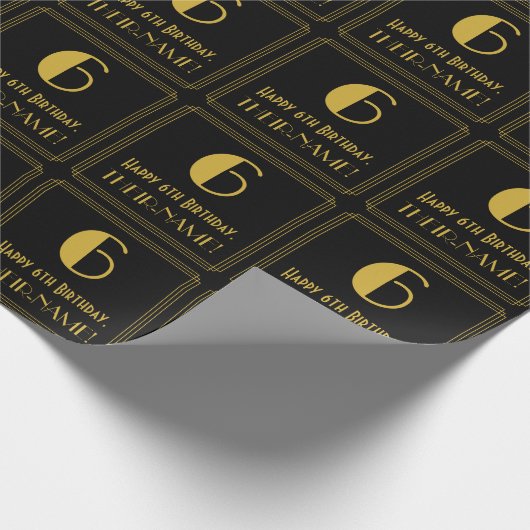 6e verjaardag ~ Art Deco Geïnspireerde look "6", n Cadeaupapier (Hoek)
